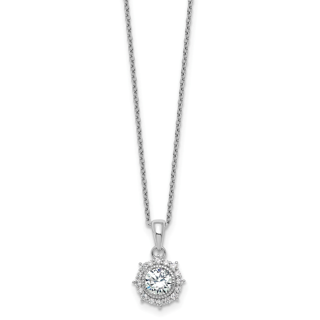 Cubic Zirconia Circle Necklace in Sterling Silver, 6mm, 18 Inch - Sophia Jewelers