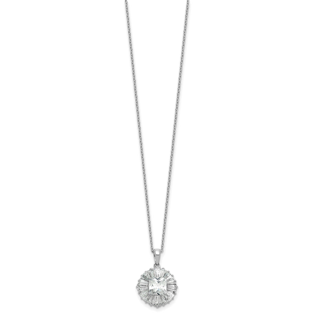 Tapered Baguette & Princess Cubic Zirconia Necklace in Sterling Silver, 18 Inch - Sophia Jewelers