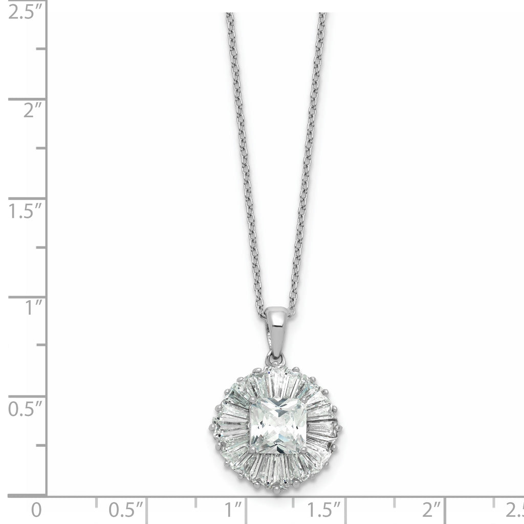 Tapered Baguette & Princess Cubic Zirconia Necklace in Sterling Silver, 18 Inch - Sophia Jewelers