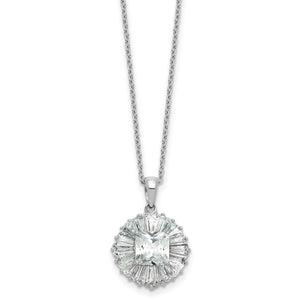 Tapered Baguette & Princess Cubic Zirconia Necklace in Sterling Silver, 18 Inch - Sophia Jewelers
