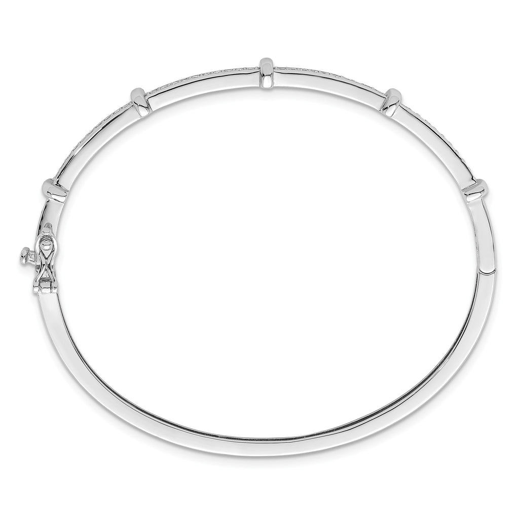 Cubic Zirconia Lines Bangle Bracelet in Sterling Silver, 2.8mm - Sophia Jewelers