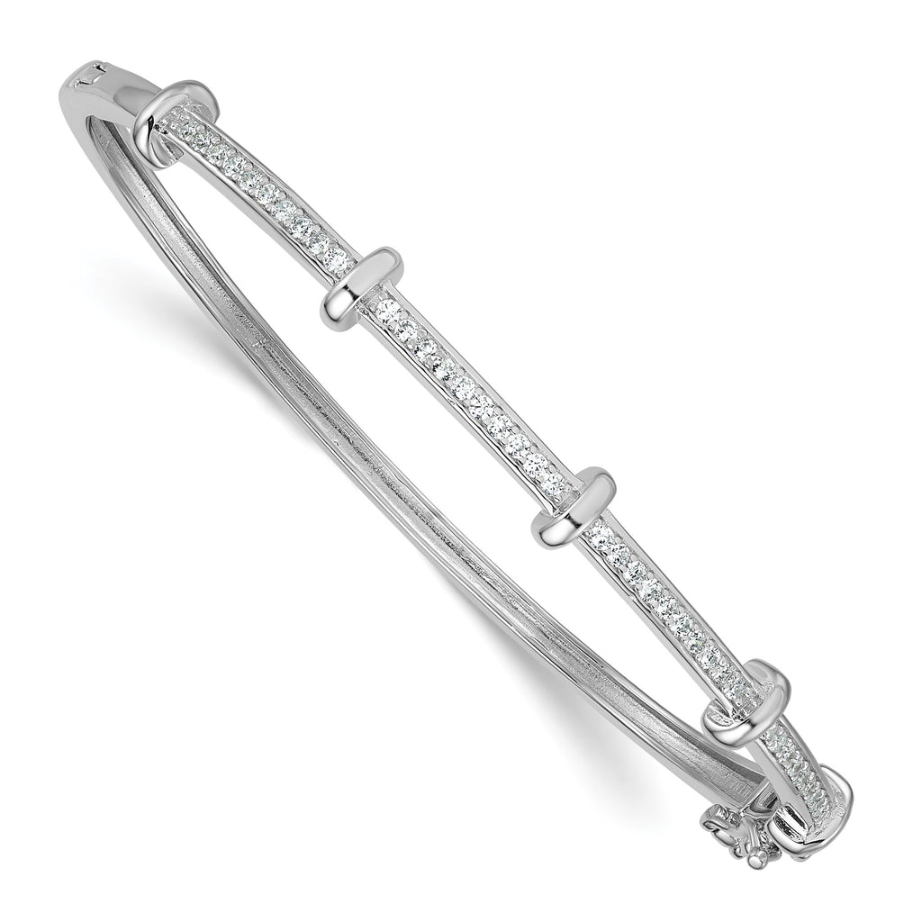 Cubic Zirconia Lines Bangle Bracelet in Sterling Silver, 2.8mm - Sophia Jewelers