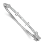 Cubic Zirconia Lines Bangle Bracelet in Sterling Silver, 2.8mm - Sophia Jewelers