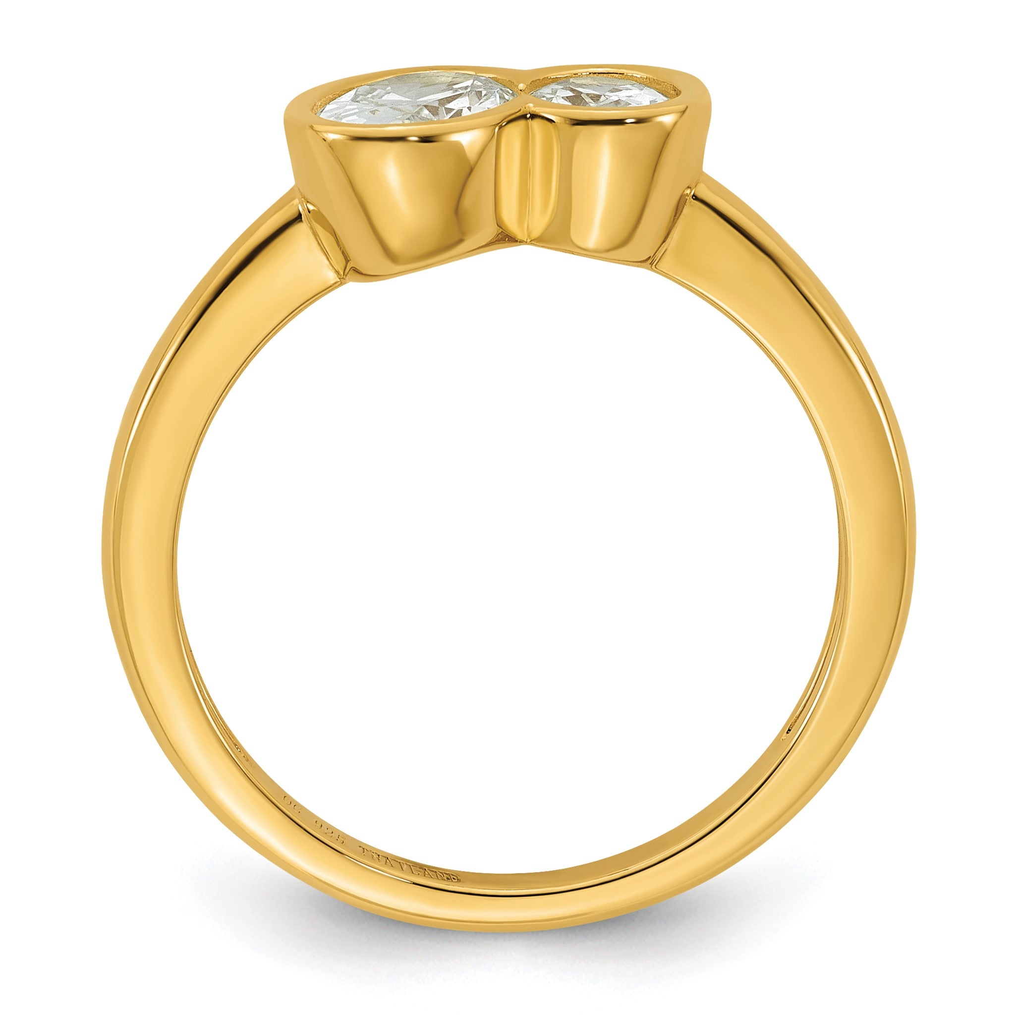 Oval Cubic Zirconia Bezel Ring in Gold-Plated Sterling Silver, Size 6 Secondary image