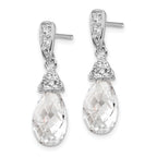 Cheryl M Sterling Silver Rhodium-plated Faceted Briolette and Brilliant-cut CZ Post Dangle Earrings