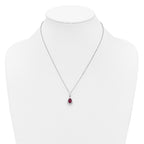 Cubic Zirconia & Lab-Created Ruby Teardrop Necklace in Sterling Silver, 18 Inch - Sophia Jewelers