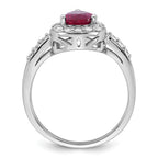 Cubic Zirconia & Lab-Created Ruby Teardrop Ring in Sterling Silver, Size 6 - Sophia Jewelers