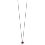 Lab-Created Ruby & Cubic Zirconia Heart Necklace in Sterling Silver, 18 Inch - Sophia Jewelers