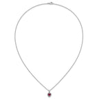 Lab-Created Ruby & Cubic Zirconia Heart Necklace in Sterling Silver, 18 Inch - Sophia Jewelers