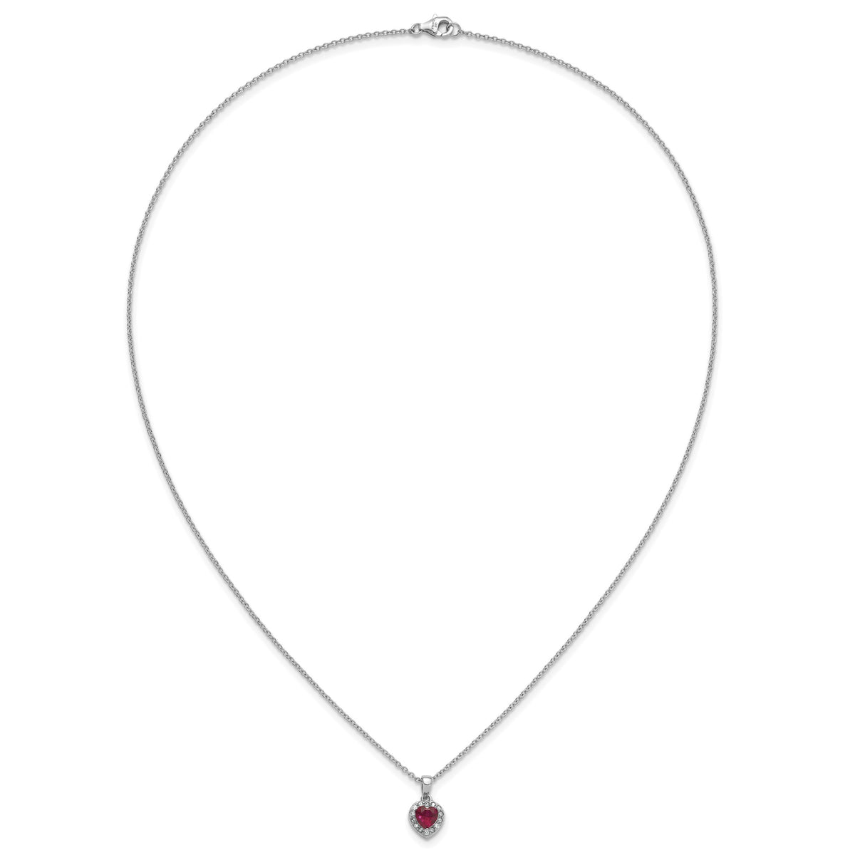 Lab-Created Ruby & Cubic Zirconia Heart Necklace in Sterling Silver, 18 Inch - Sophia Jewelers