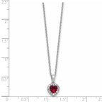 Lab-Created Ruby & Cubic Zirconia Heart Necklace in Sterling Silver, 18 Inch - Sophia Jewelers