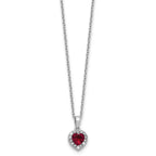Lab-Created Ruby & Cubic Zirconia Heart Necklace in Sterling Silver, 18 Inch - Sophia Jewelers
