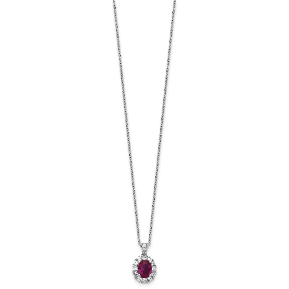 Lab-Created Ruby & Cubic Zirconia Necklace in Sterling Silver, 18 Inch - Sophia Jewelers