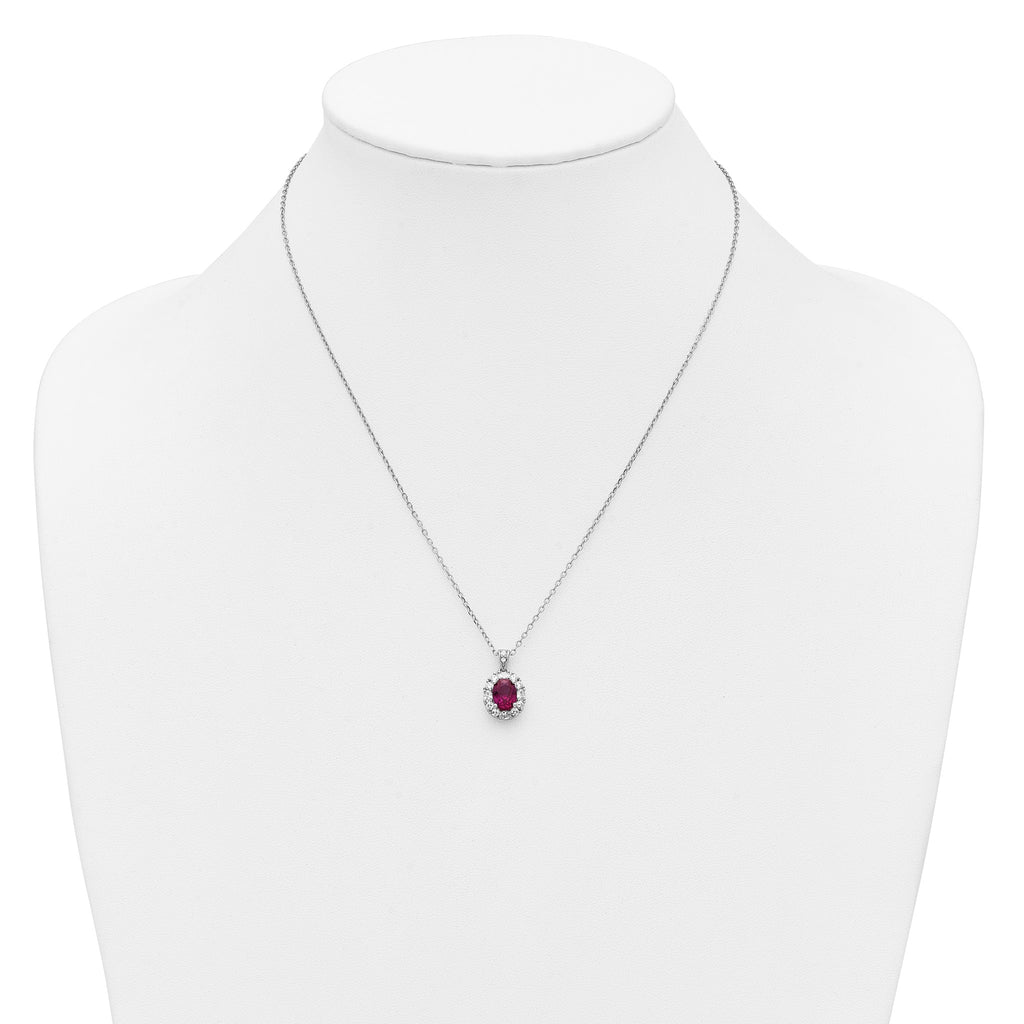 Lab-Created Ruby & Cubic Zirconia Necklace in Sterling Silver, 18 Inch - Sophia Jewelers
