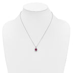 Lab-Created Ruby & Cubic Zirconia Necklace in Sterling Silver, 18 Inch - Sophia Jewelers