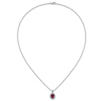 Lab-Created Ruby & Cubic Zirconia Necklace in Sterling Silver, 18 Inch - Sophia Jewelers