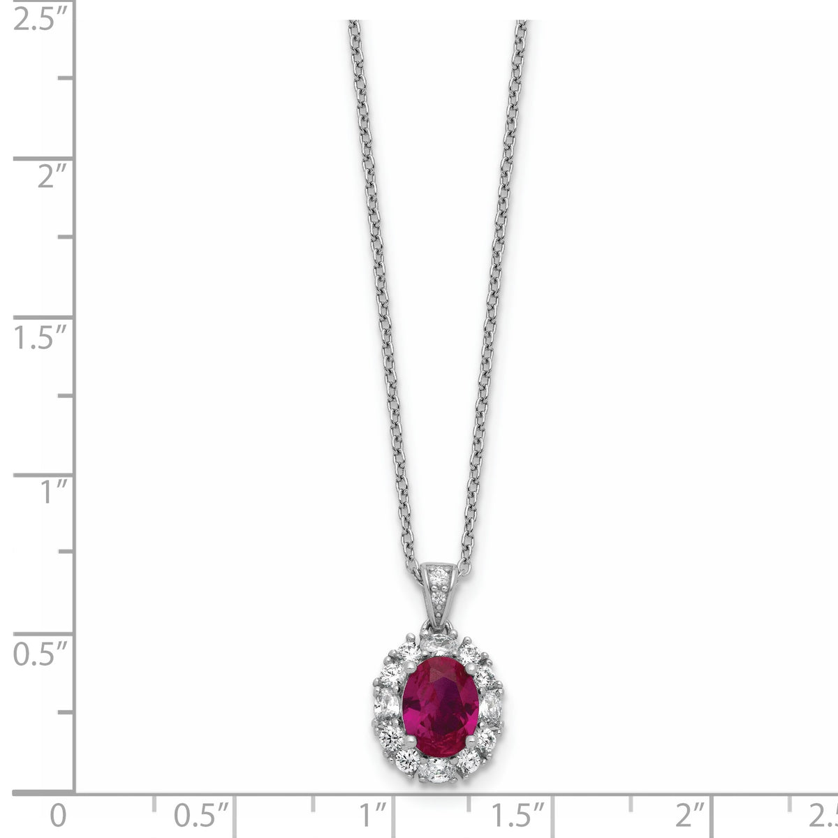 Lab-Created Ruby & Cubic Zirconia Necklace in Sterling Silver, 18 Inch - Sophia Jewelers
