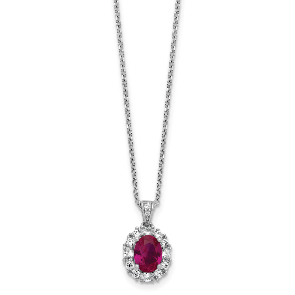 Lab-Created Ruby & Cubic Zirconia Necklace in Sterling Silver, 18 Inch - Sophia Jewelers