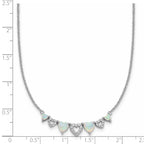Cubic Zirconia & Lab-Created Opal Hearts Necklace in Sterling Silver, 18 Inch - Sophia Jewelers
