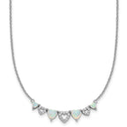 Cubic Zirconia & Lab-Created Opal Hearts Necklace in Sterling Silver, 18 Inch - Sophia Jewelers
