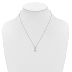 Cubic Zirconia & Lab-Created Opal Teardrop Necklace in Sterling Silver, 18 Inch - Sophia Jewelers