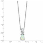 Cubic Zirconia & Lab-Created Opal Teardrop Necklace in Sterling Silver, 18 Inch - Sophia Jewelers
