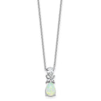 Cubic Zirconia & Lab-Created Opal Teardrop Necklace in Sterling Silver, 18 Inch - Sophia Jewelers