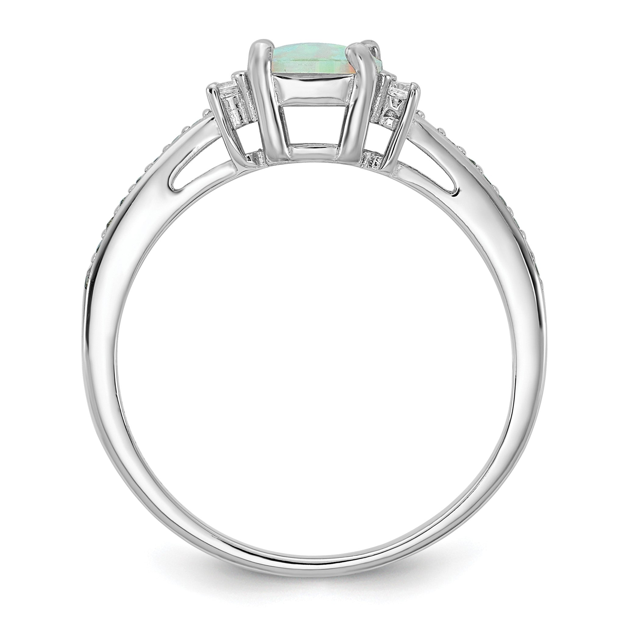 Cubic Zirconia & Lab-Created Opal Ring in Sterling Silver, Size 6 Secondary image