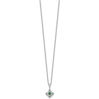 Green & Clear Cubic Zirconia Necklace in Sterling Silver, 18 Inch - Sophia Jewelers