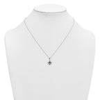 Green & Clear Cubic Zirconia Necklace in Sterling Silver, 18 Inch - Sophia Jewelers