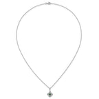 Green & Clear Cubic Zirconia Necklace in Sterling Silver, 18 Inch - Sophia Jewelers