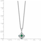 Green & Clear Cubic Zirconia Necklace in Sterling Silver, 18 Inch - Sophia Jewelers