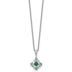 Green & Clear Cubic Zirconia Necklace in Sterling Silver, 18 Inch - Sophia Jewelers