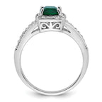 Cubic Zirconia & Green Glass Rectangle Ring in Sterling Silver, Size 6 - Sophia Jewelers