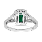 Cubic Zirconia & Green Glass Rectangle Ring in Sterling Silver, Size 6 - Sophia Jewelers