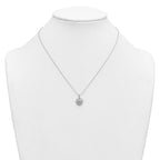 Cubic Zirconia Beaded Heart Necklace in Sterling Silver, 18 Inch - Sophia Jewelers
