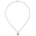 Cubic Zirconia Beaded Heart Necklace in Sterling Silver, 18 Inch - Sophia Jewelers