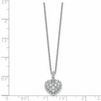 Cubic Zirconia Beaded Heart Necklace in Sterling Silver, 18 Inch - Sophia Jewelers