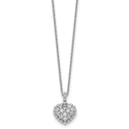 Cubic Zirconia Beaded Heart Necklace in Sterling Silver, 18 Inch - Sophia Jewelers