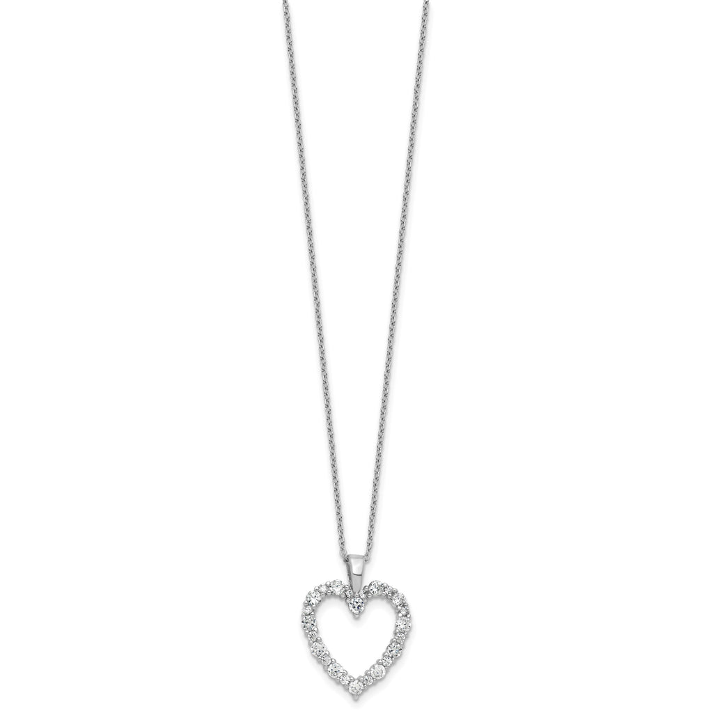 Cubic Zirconia Heart Necklace in Sterling Silver, 2.75mm, 18 Inch - Sophia Jewelers