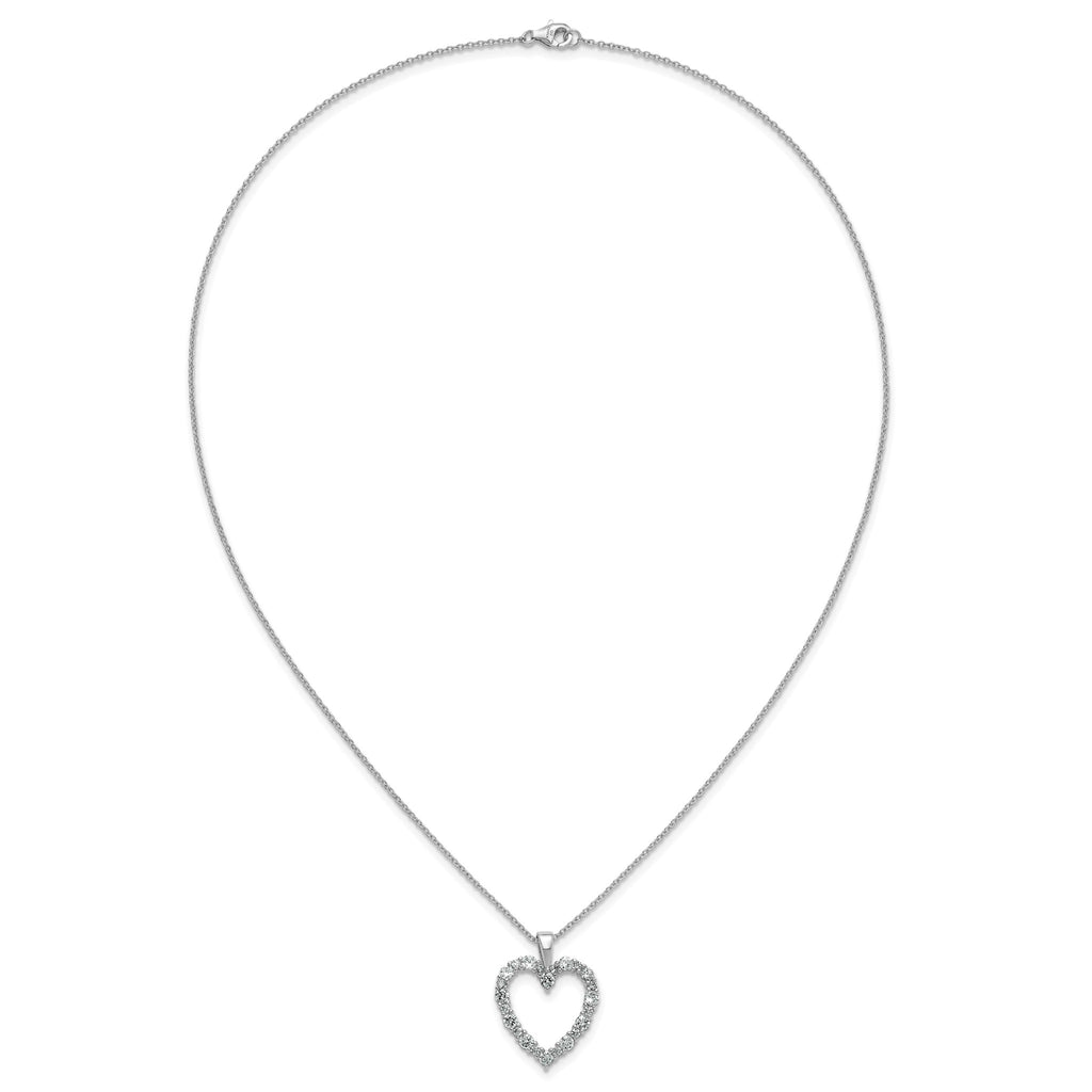 Cubic Zirconia Heart Necklace in Sterling Silver, 2.75mm, 18 Inch - Sophia Jewelers
