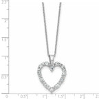 Cubic Zirconia Heart Necklace in Sterling Silver, 2.75mm, 18 Inch - Sophia Jewelers