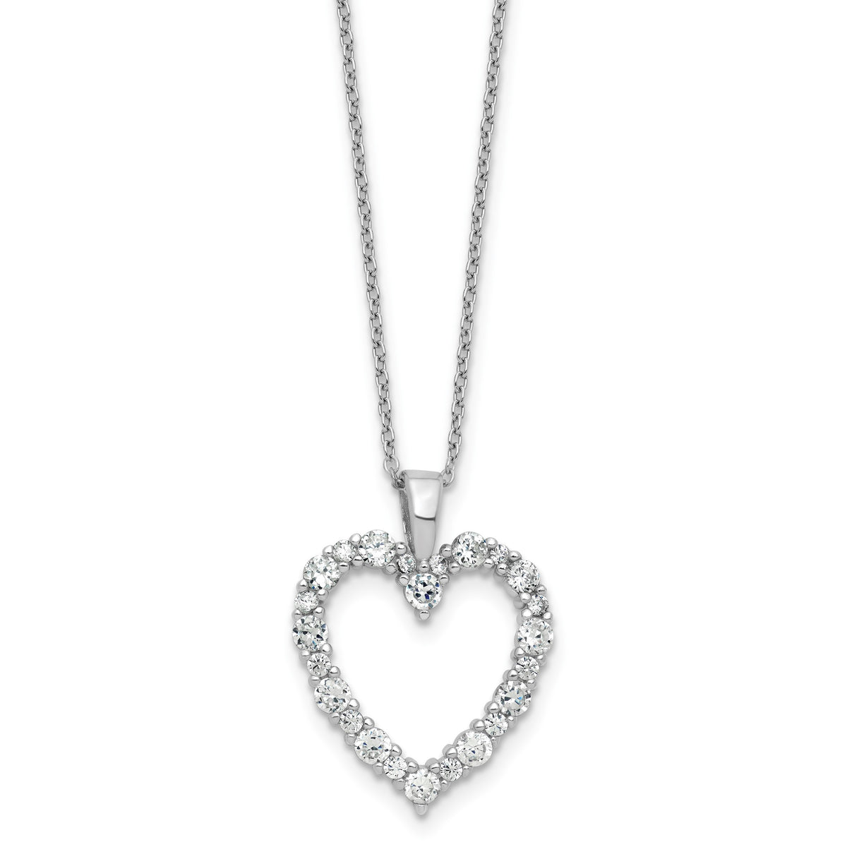 Cubic Zirconia Heart Necklace in Sterling Silver, 2.75mm, 18 Inch - Sophia Jewelers Main image