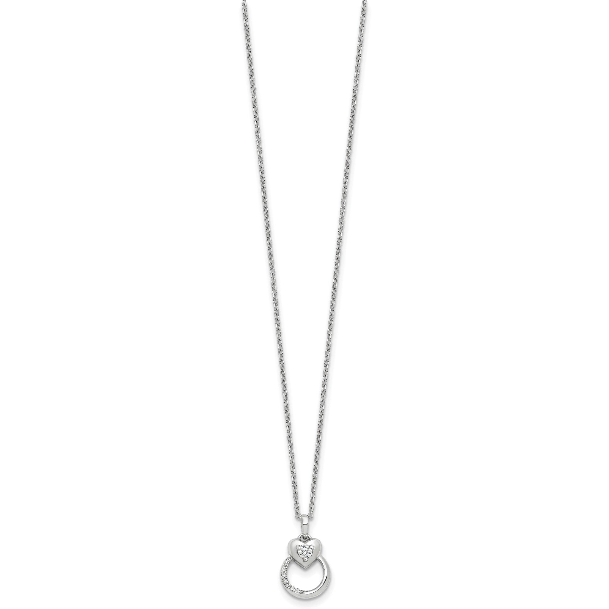 Cubic Zirconia Heart Circle Necklace in Sterling Silver, 18 Inch Secondary image