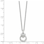 Cubic Zirconia Heart Circle Necklace in Sterling Silver, 18 Inch - Sophia Jewelers
