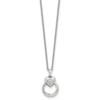 Cubic Zirconia Heart Circle Necklace in Sterling Silver, 18 Inch - Sophia Jewelers