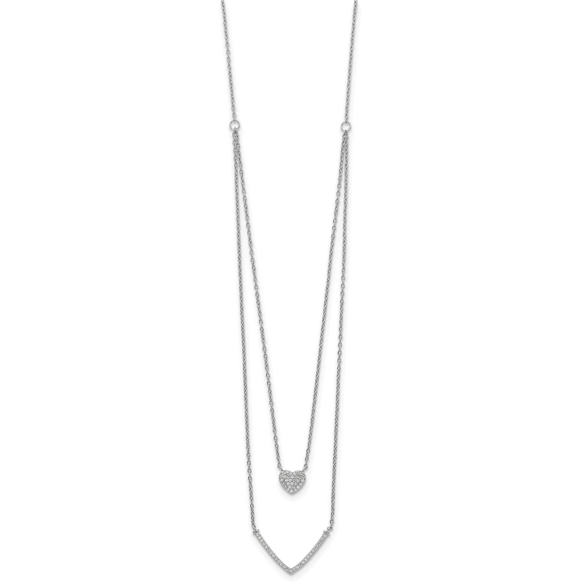 Cubic Zirconia Layered Heart Necklace in Sterling Silver, 18 Inch Secondary image