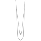 Cubic Zirconia Layered Heart Necklace in Sterling Silver, 18 Inch - Sophia Jewelers