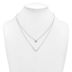 Cubic Zirconia Layered Heart Necklace in Sterling Silver, 18 Inch - Sophia Jewelers