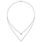Cubic Zirconia Layered Heart Necklace in Sterling Silver, 18 Inch - Sophia Jewelers
